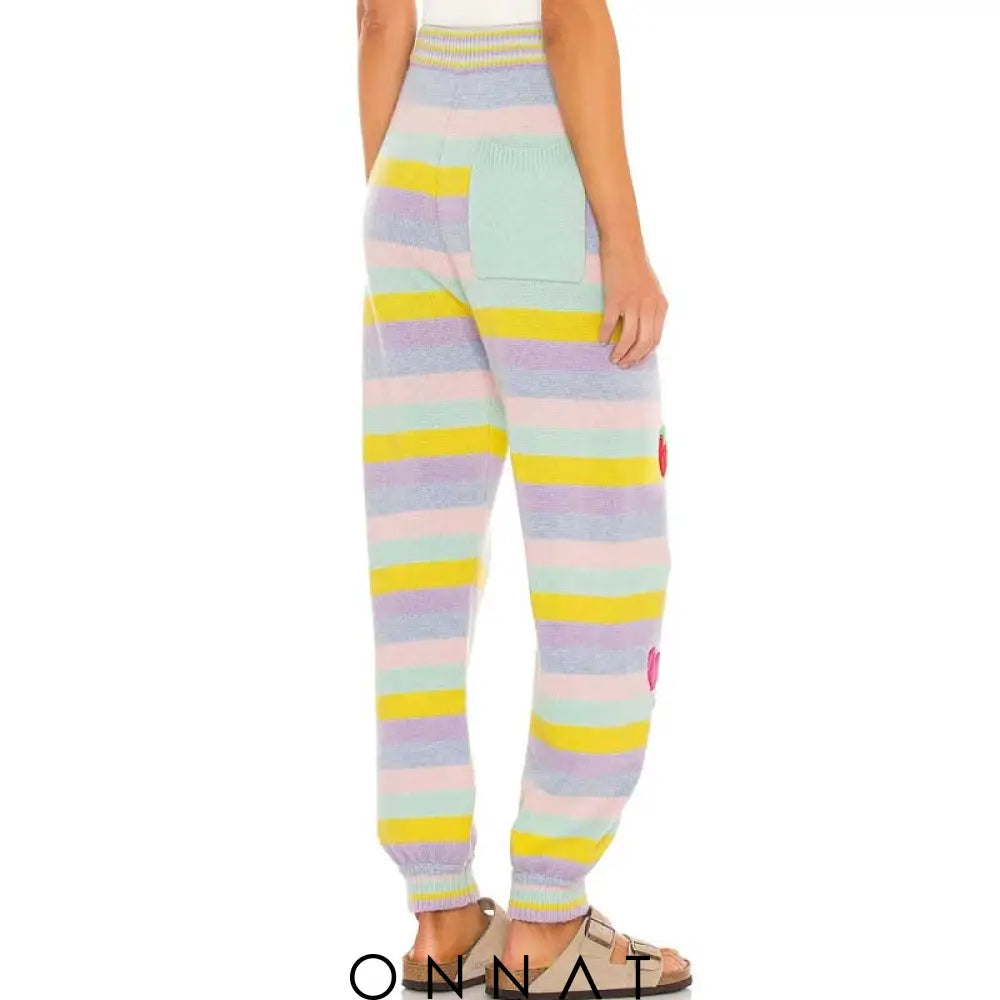 Pastel Embroidery Knit Cadigan And Sweatpants Women’s Sets