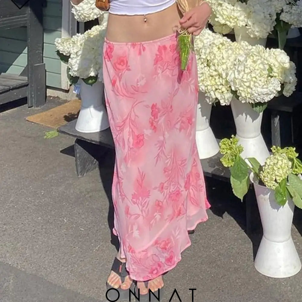 Pink Floral Maxi Skirt / S Skirts