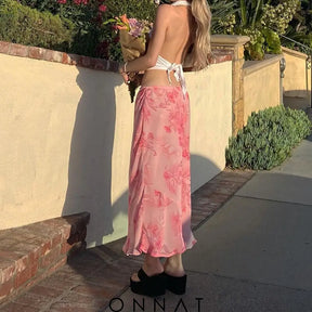 Pink Floral Maxi Skirt Skirts