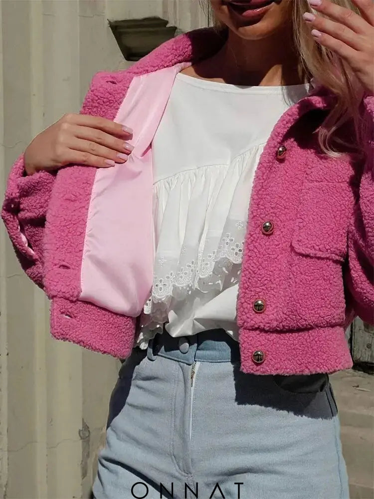 Pink Plush Jacket Coats & Jackets