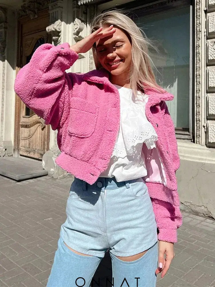 Pink Plush Jacket / S Coats & Jackets