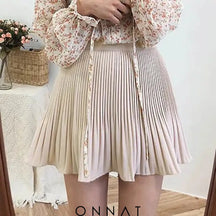 Pleated A-Line Mini Skirt Apricot / S Skirts