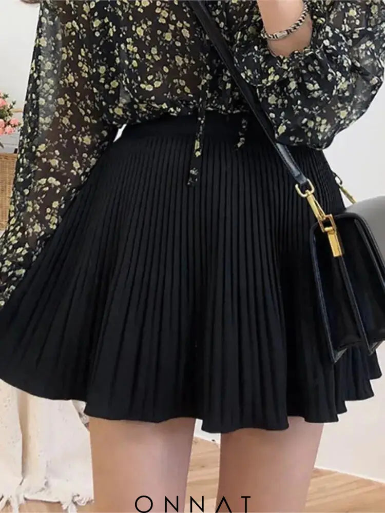 Pleated A-Line Mini Skirt Skirts