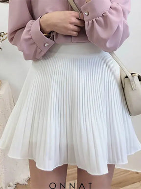 Pleated A-Line Mini Skirt Skirts