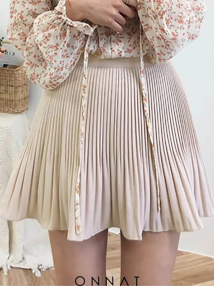 Pleated A-Line Mini Skirt Skirts