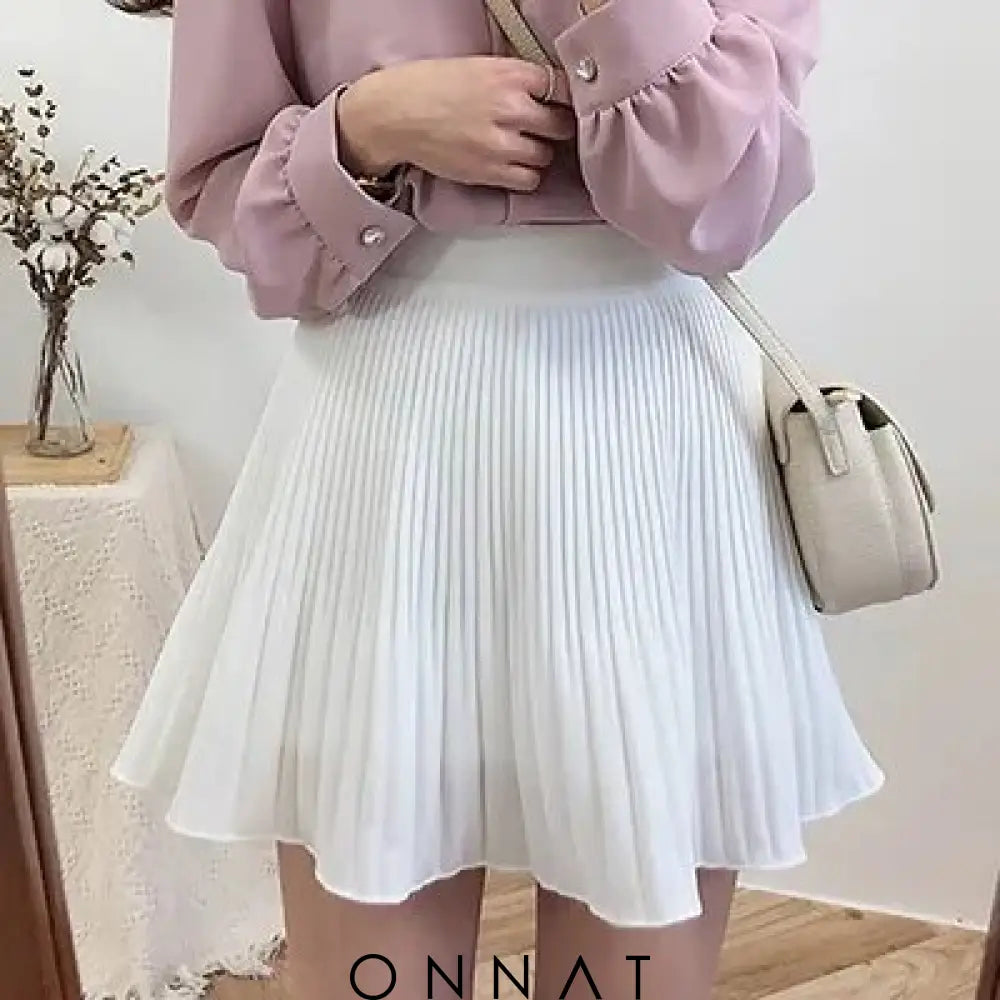 Pleated A-Line Mini Skirt White / S Skirts