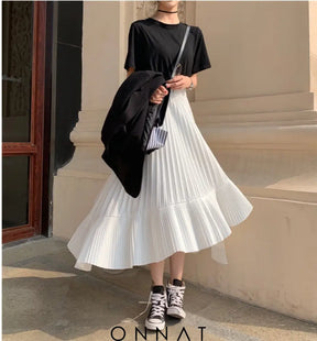 Pleated Chiffon Frill Midi Skirt Skirts