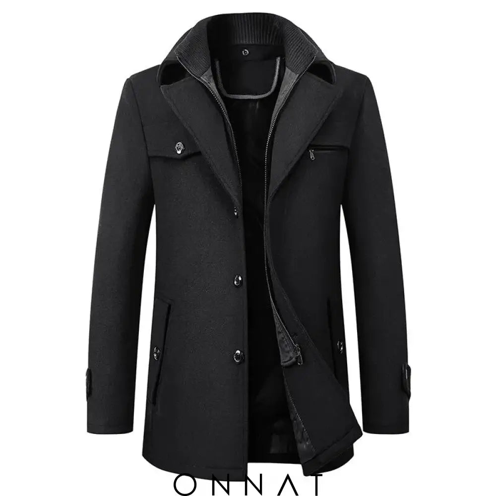 Premium Virgin Wool Overcoat Black / S Menswear