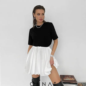 Puff Pleated High Waist Mini Skirt Skirts