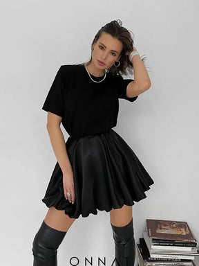 Puff Pleated High Waist Mini Skirt Skirts