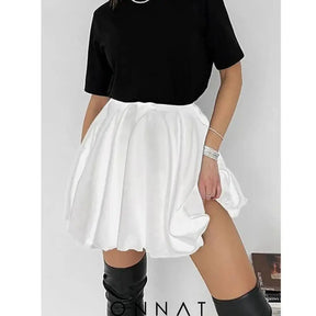 Puff Pleated High Waist Mini Skirt Skirts