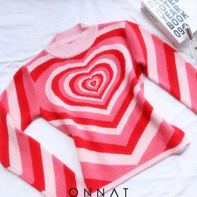 Retro Heart Print Sweater Sweaters & Cardigans