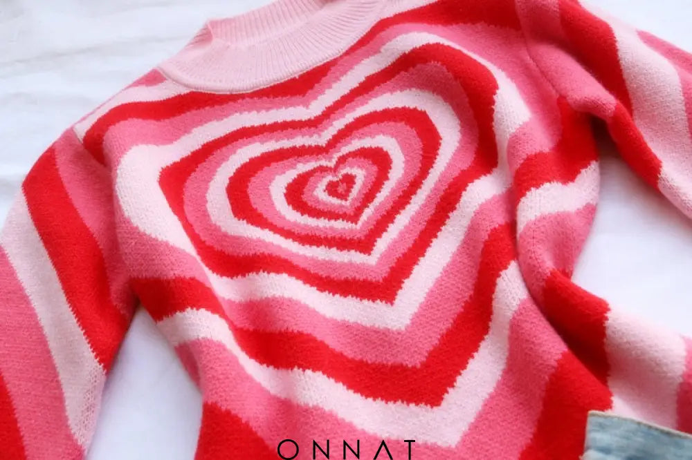 Retro Heart Print Sweater Sweaters & Cardigans