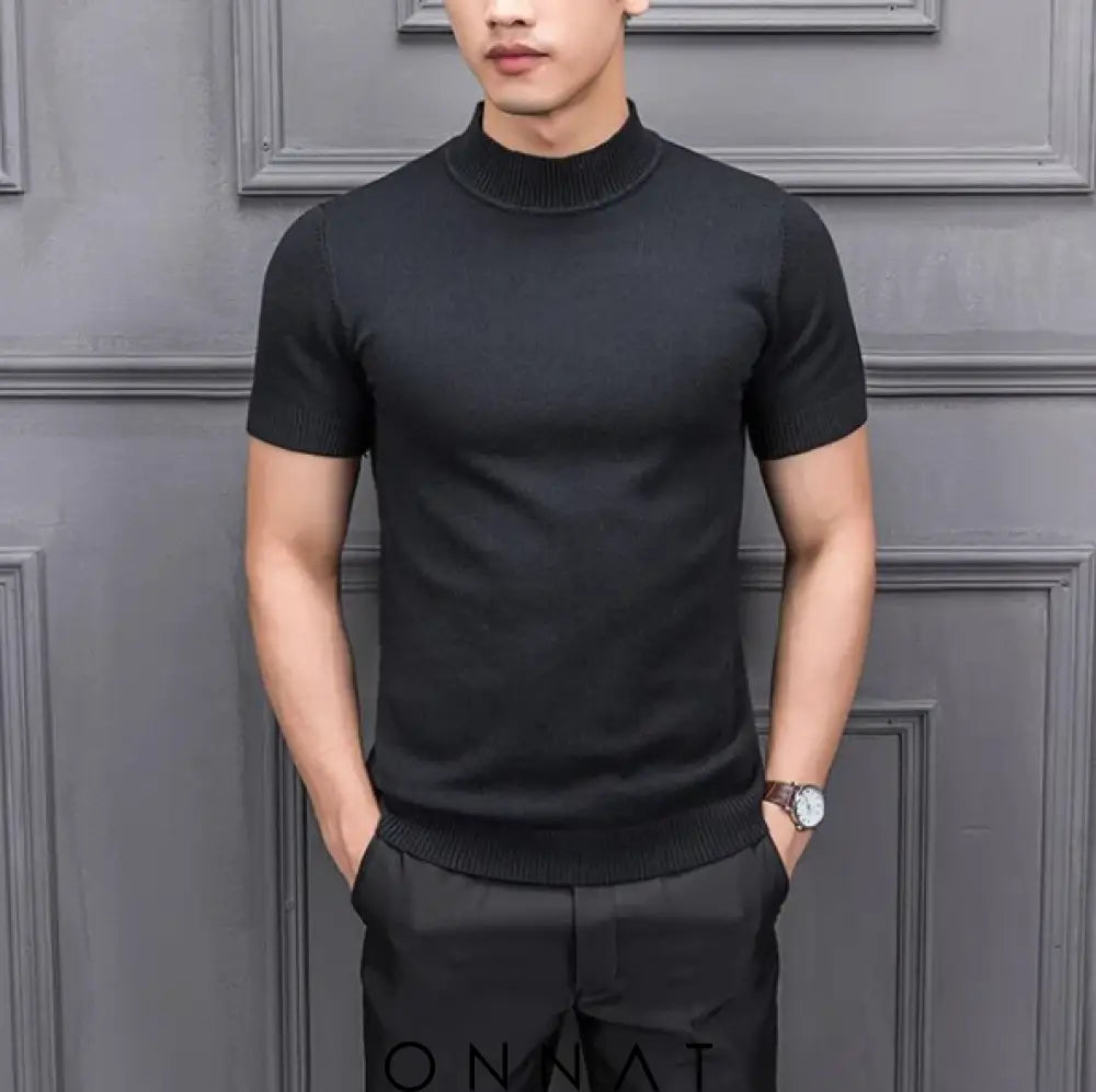 Semi High Collar Sweater Black / M Menswear