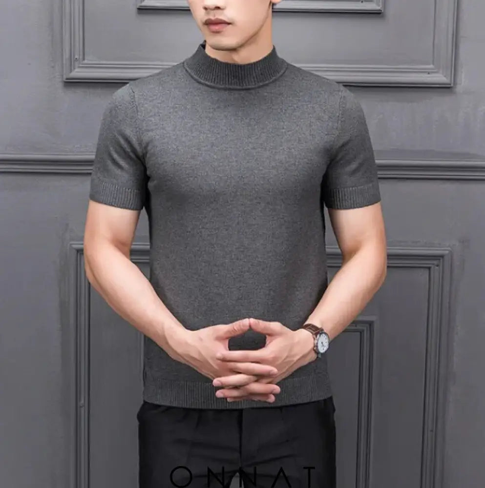 Semi High Collar Sweater Gray / M Menswear