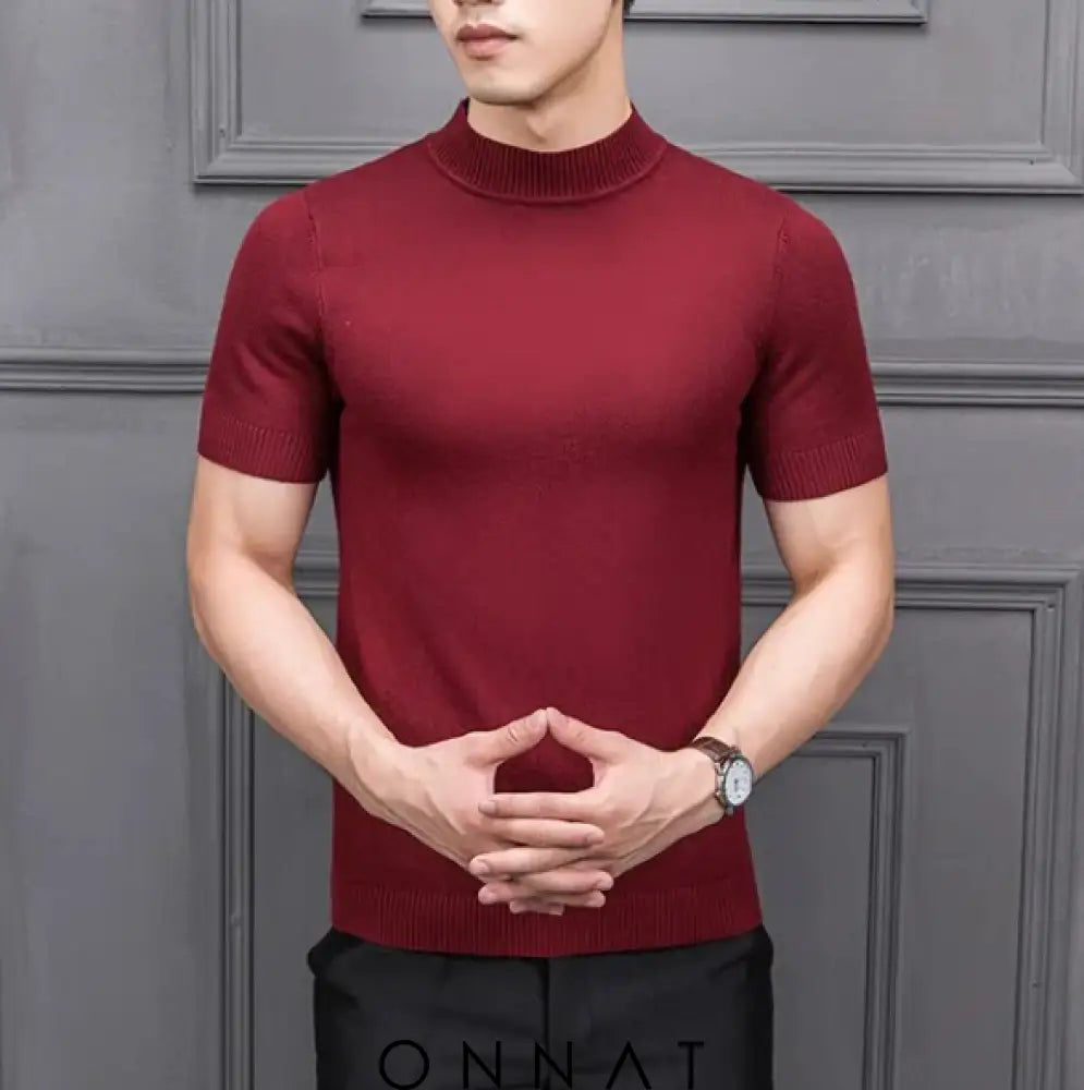 Semi High Collar Sweater Red Rose / M Menswear