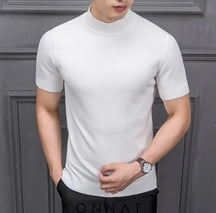 Semi High Collar Sweater White / M Menswear