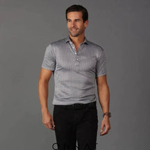 Semi-Spread Collar Polo Black Gingham / S Menswear