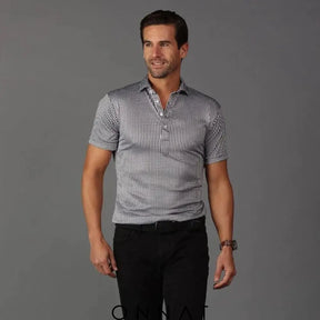 Semi-Spread Collar Polo Black Gingham / S Menswear