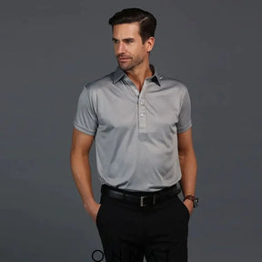 Semi-Spread Collar Polo Grey / S Menswear