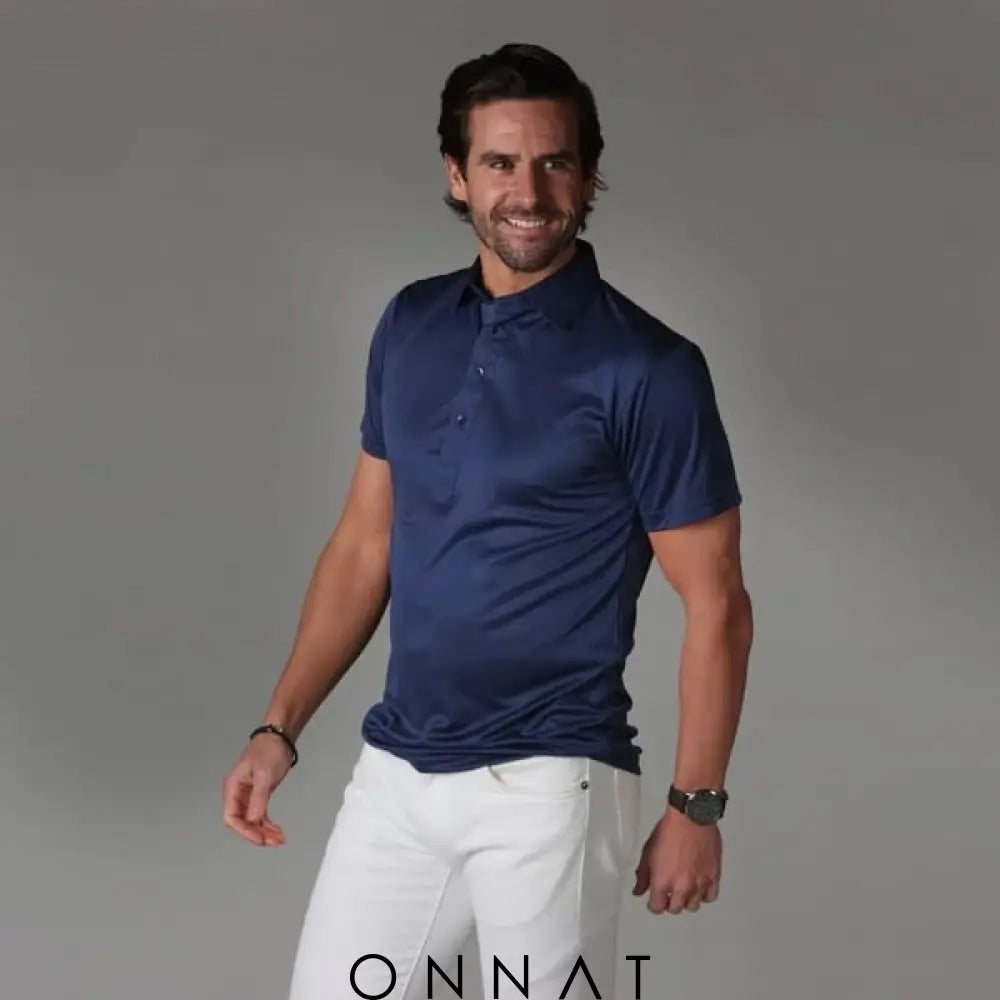 Semi-Spread Collar Polo Navy / S Menswear