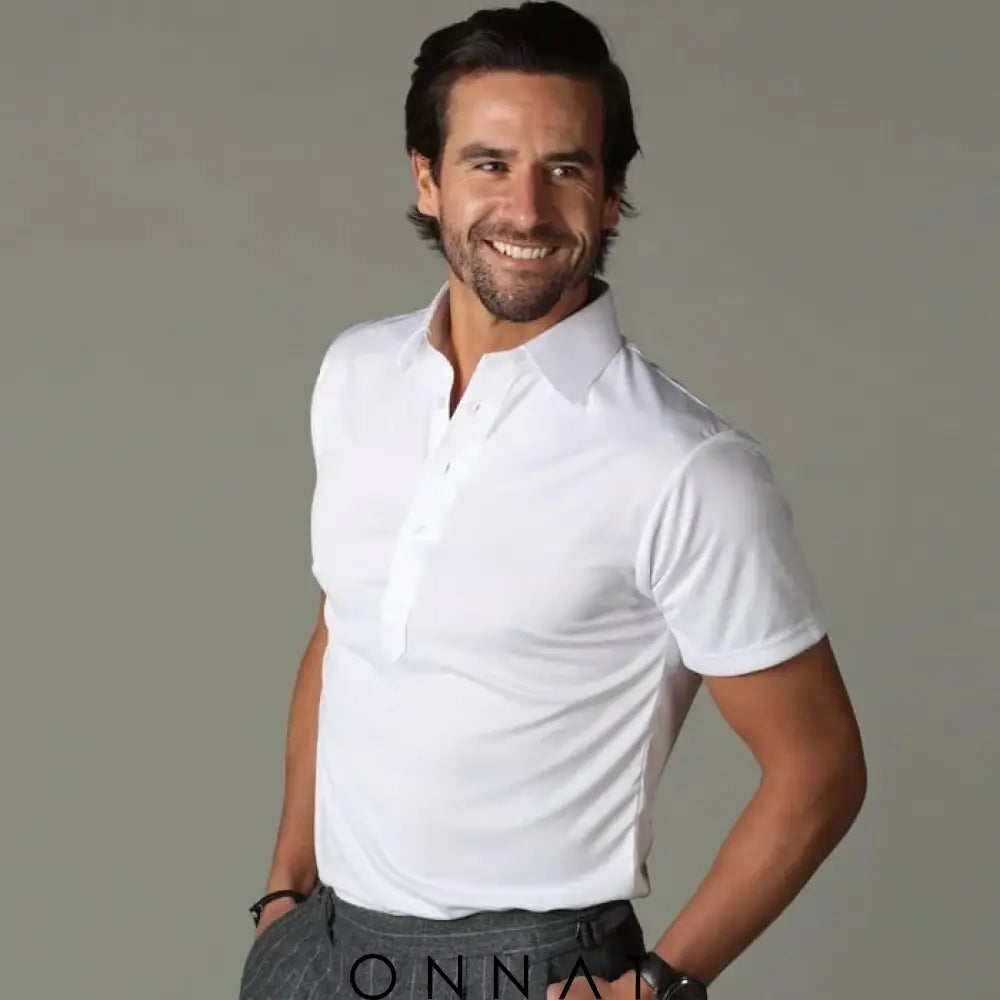 Semi-Spread Collar Polo White / S Menswear