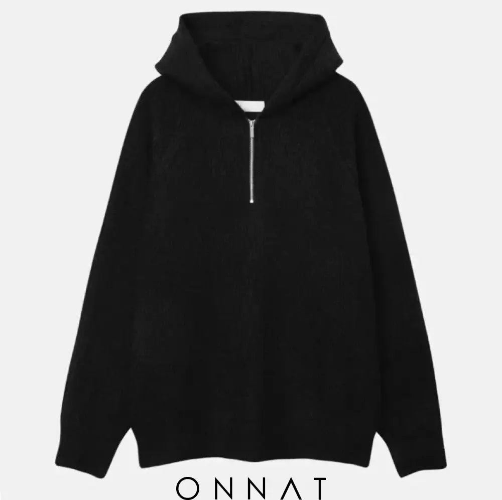 Semi Zip Warm Hoodie Black / M Menswear