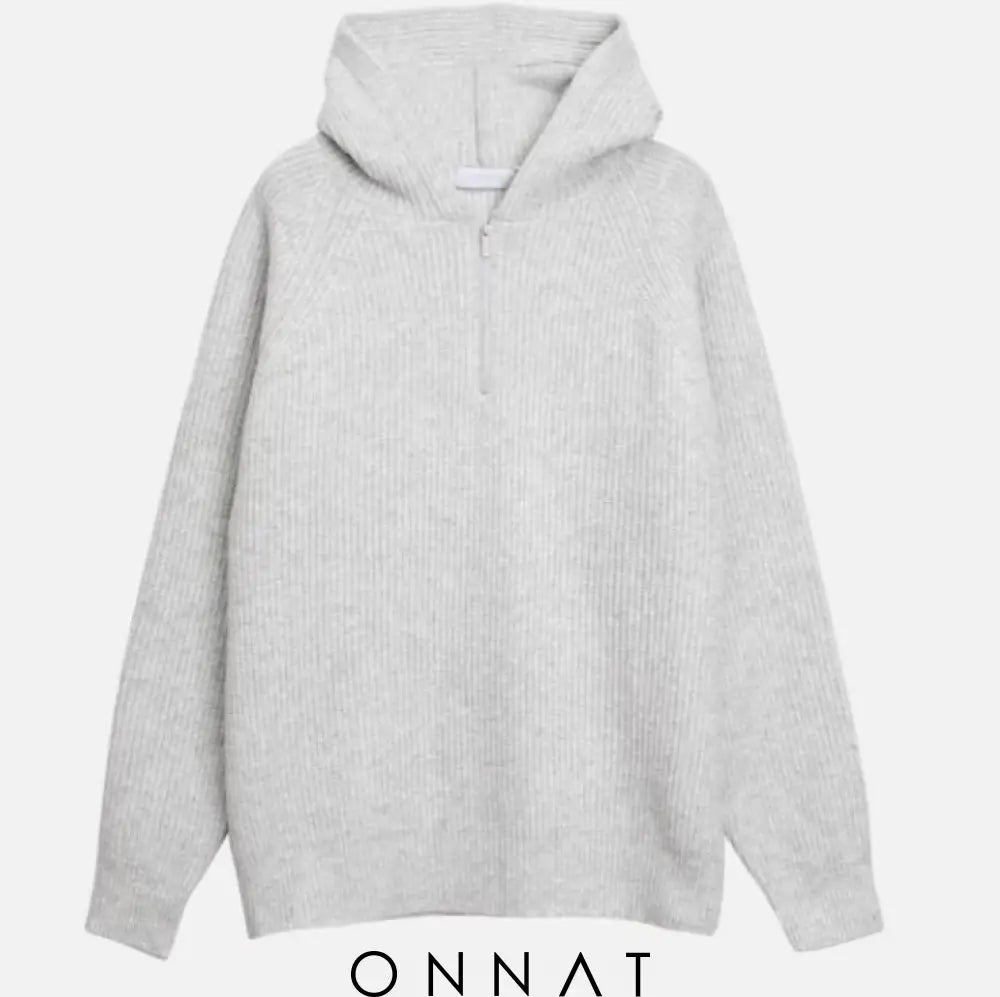 Semi Zip Warm Hoodie Gray / M Menswear