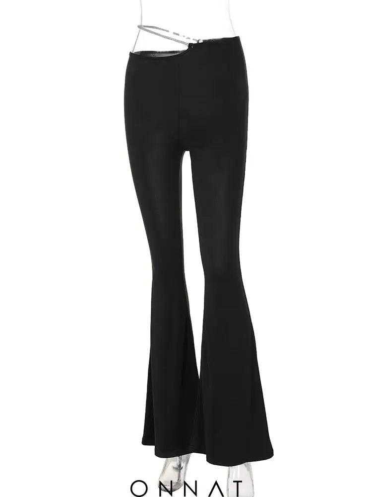 Sequin Strap Black Pants And Long Sleeve Crop Top Pants / S Women’s Sets