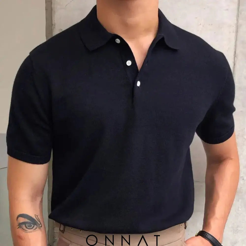 Soft Knit Polo Black / S Menswear