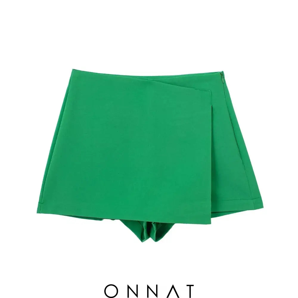 Solid High Waist Skort Bright Green / Xs Skirts