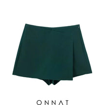 Solid High Waist Skort Dark Green / Xs Skirts