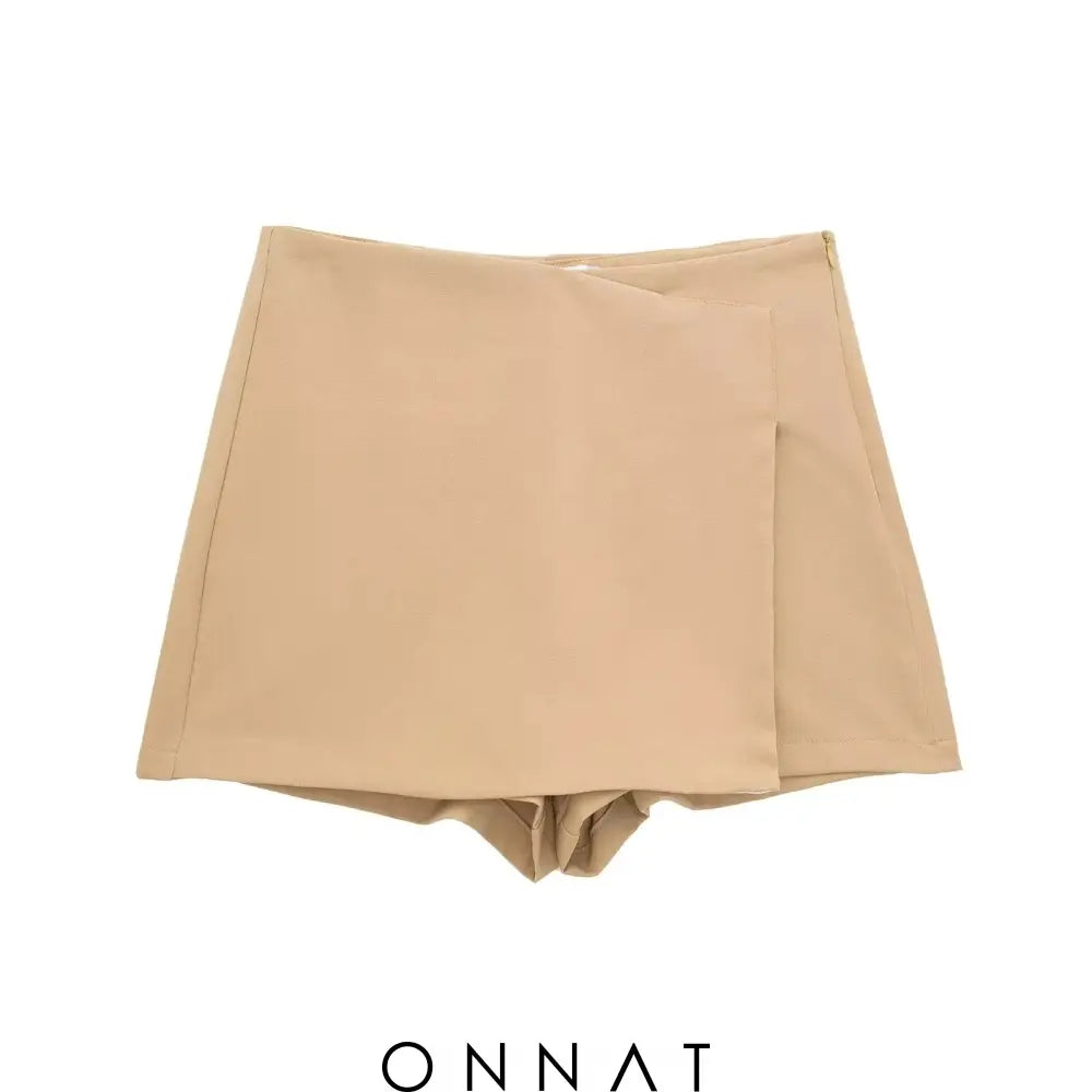 Solid High Waist Skort Khaki / Xs Skirts