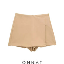 Solid High Waist Skort Khaki / Xs Skirts