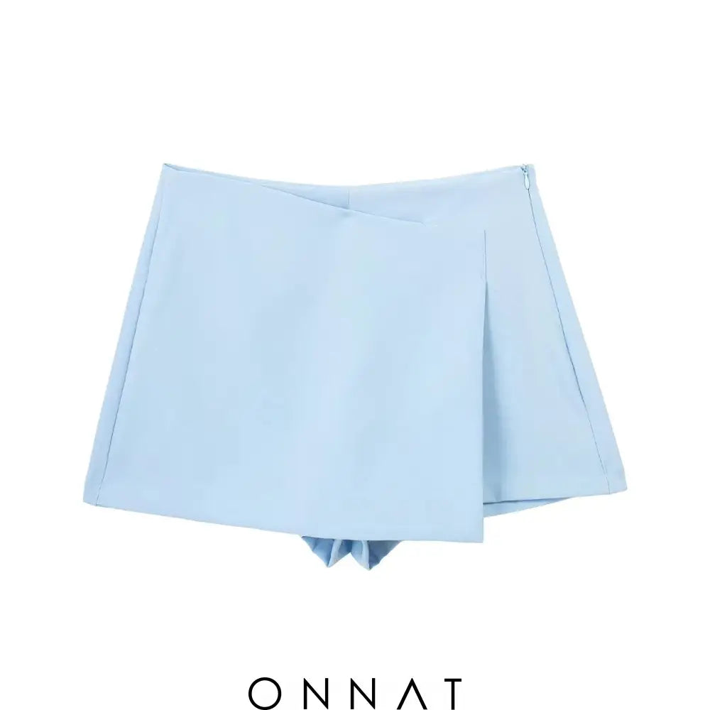 Solid High Waist Skort Light Blue / Xs Skirts