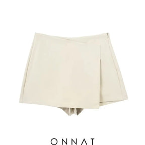 Solid High Waist Skort Light Khaki / Xs Skirts