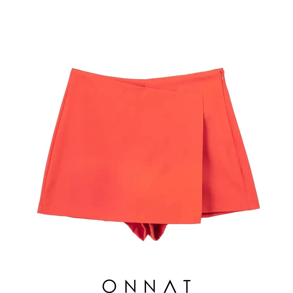 Solid High Waist Skort Orange / Xs Skirts