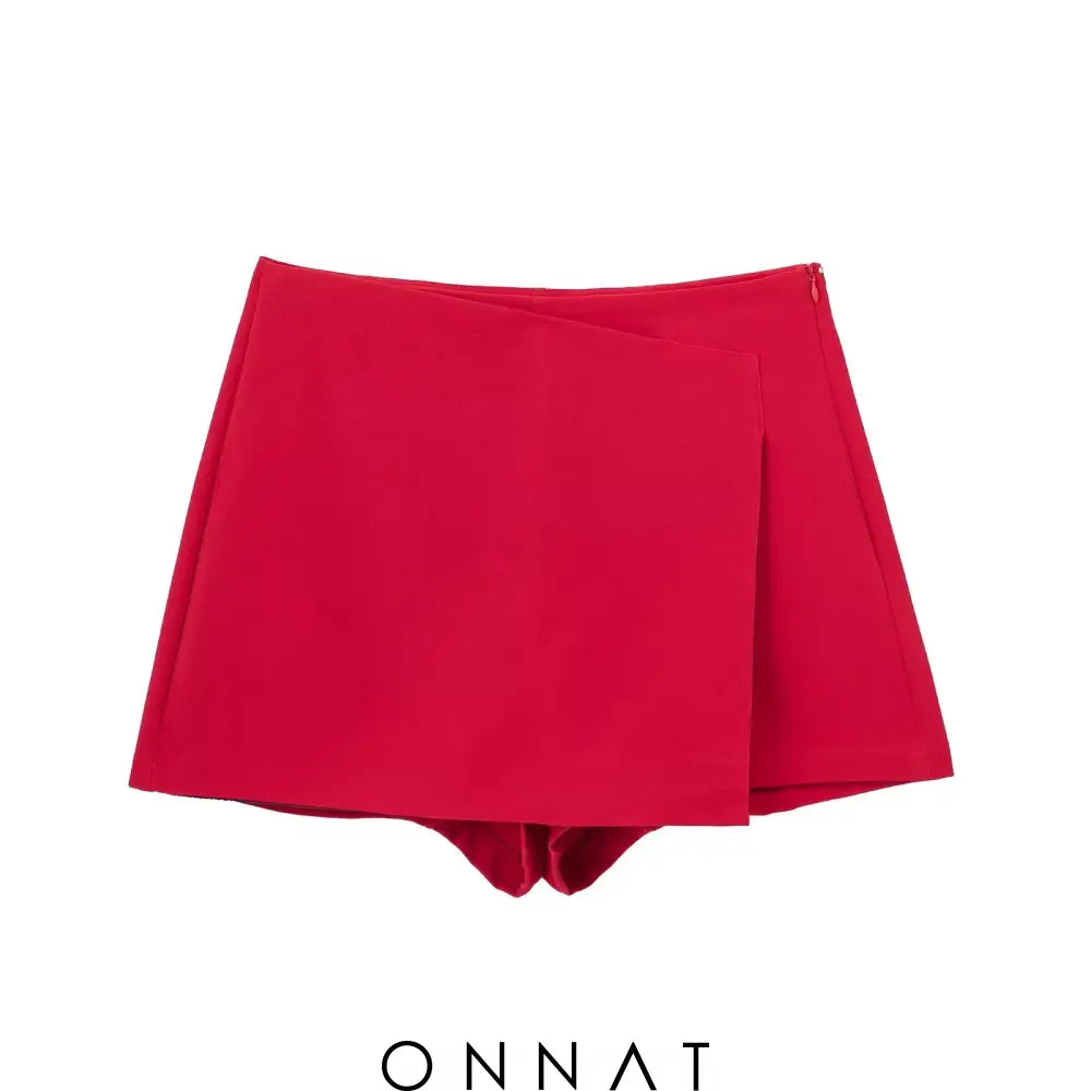 Solid High Waist Skort Red / Xs Skirts