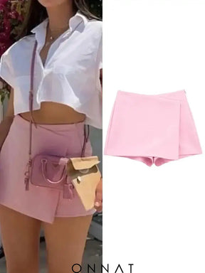 Solid High Waist Skort Skirts