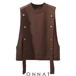 Spring Breeze Knit Ensemble’ Brown Vests / S 40 - 50Kg Sweaters & Cardigans