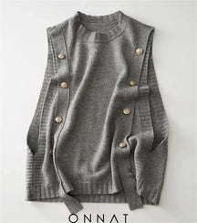 Spring Breeze Knit Ensemble’ Gray Vests / S 40 - 50Kg Sweaters & Cardigans