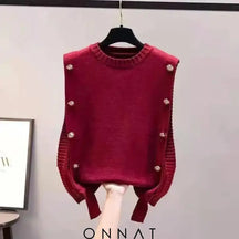 Spring Breeze Knit Ensemble’ Red Vests / S 40 - 50Kg Sweaters & Cardigans