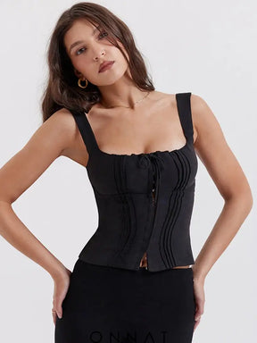 Strappy Hook Corset Top Black / Xs Shirts