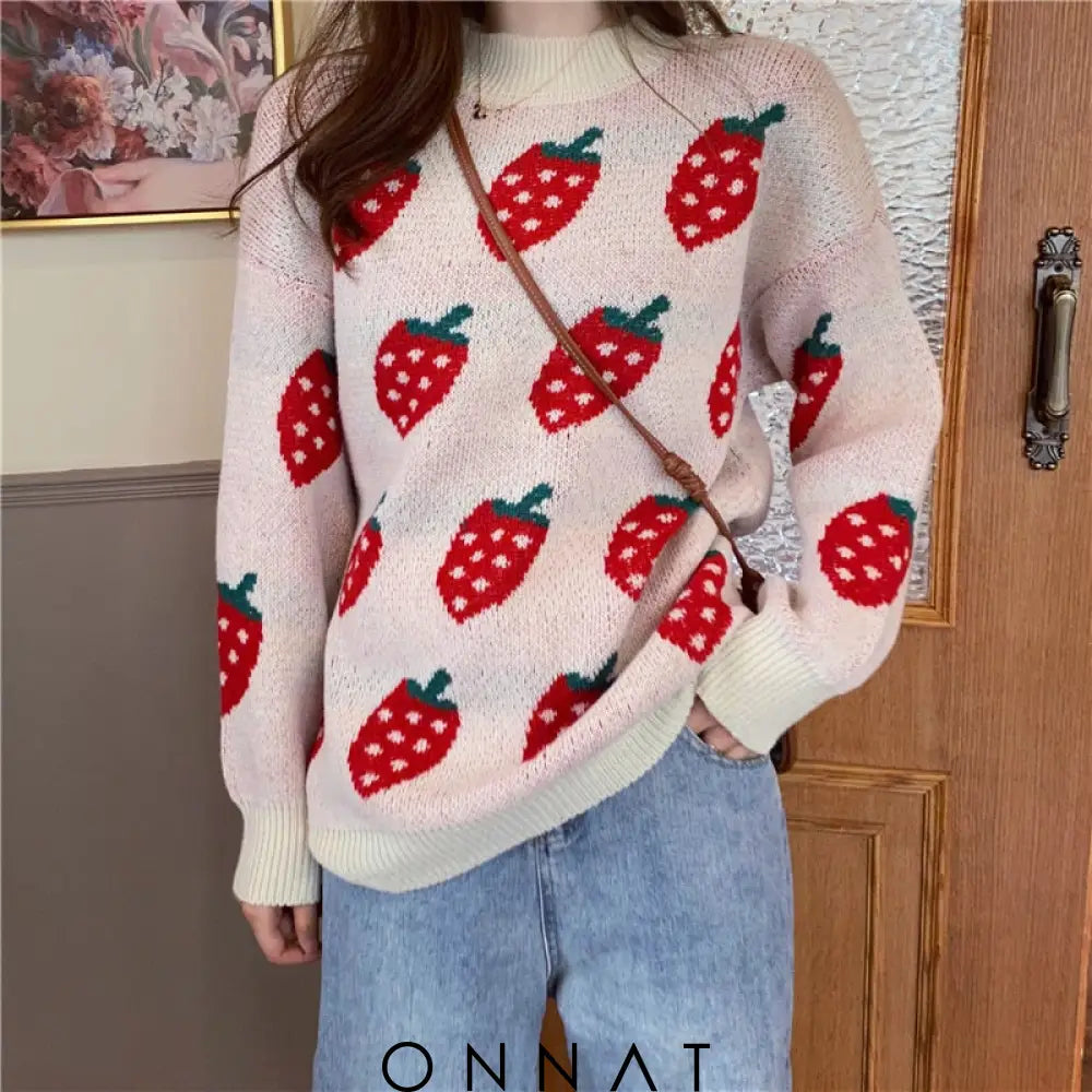 Strawberry Print Sweater Sweaters & Cardigans