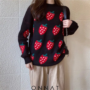 Strawberry Print Sweater Sweaters & Cardigans