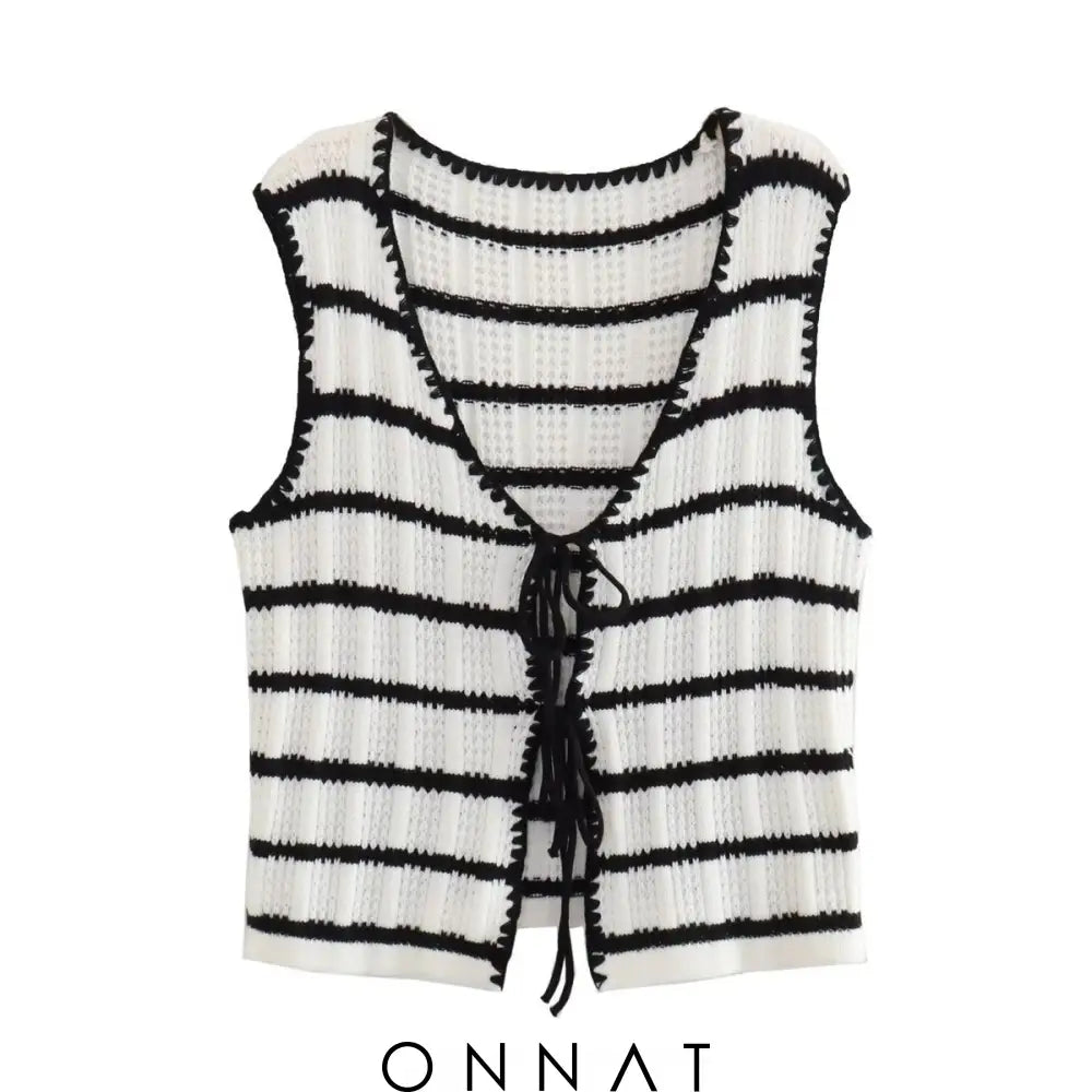 Stripe Knitted Vest Top And Pants Set Top / S Women’s Sets