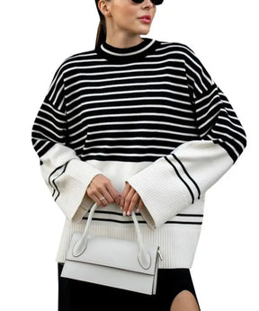 Stripe Lose Sweater White-1249 / S Sweaters & Cardigans