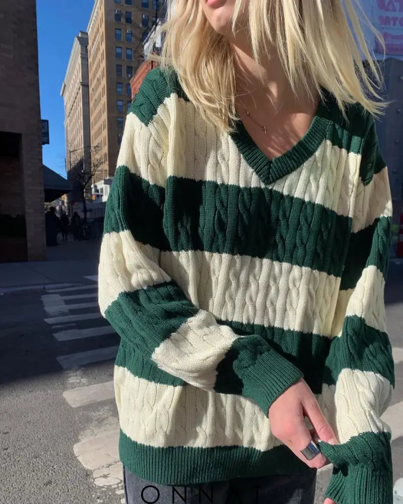 Striped Cabel Knit Sweater Sweaters & Cardigans