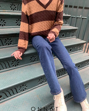 Striped Cabel Knit Sweater Sweaters & Cardigans