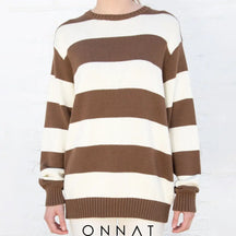 Striped Knitted Sweater M / Brown1 Sweaters & Cardigans